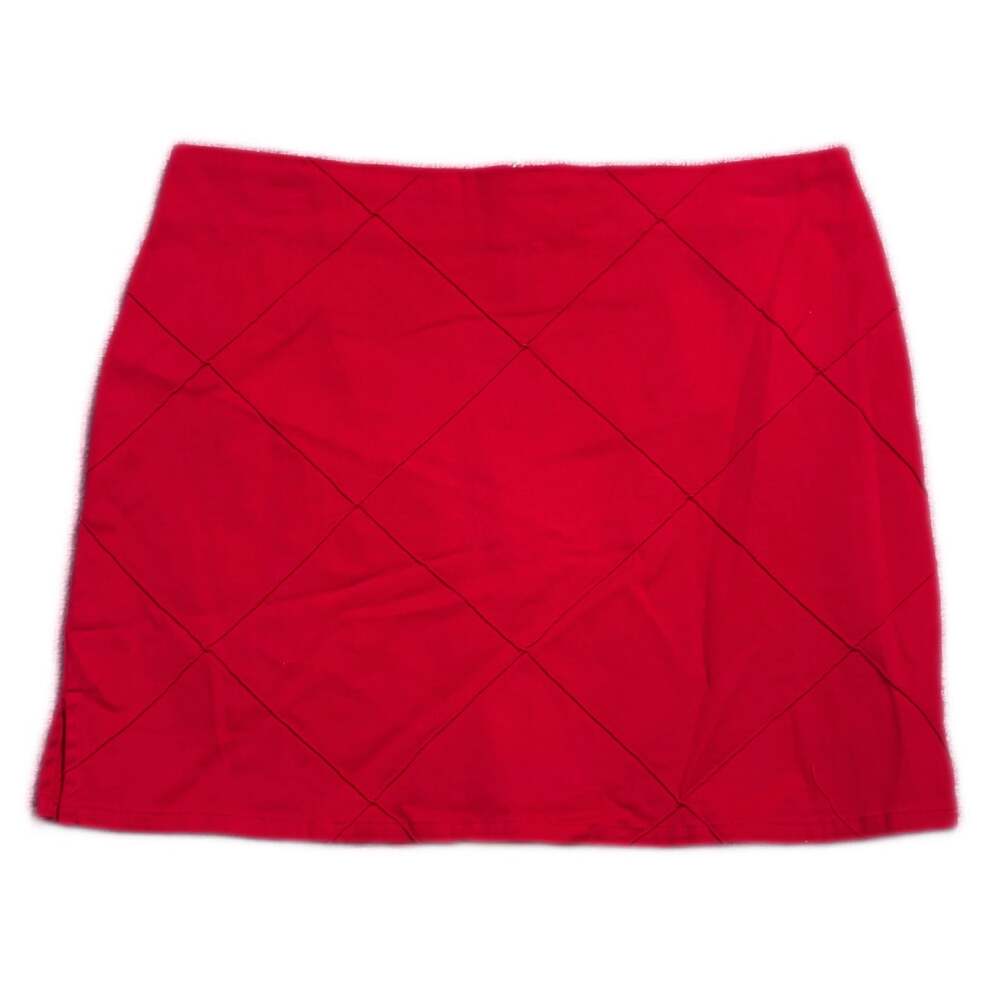 Red Quilted Mini Skirt